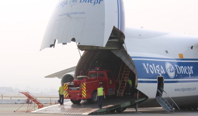 Fire truck at airport crop